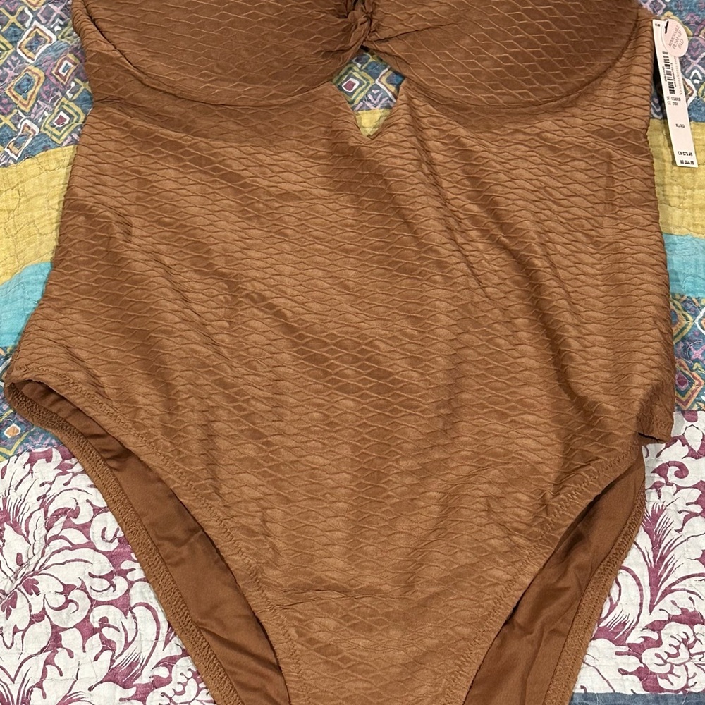 Victorias Secret Brown Textured One-Piece Swimsuit